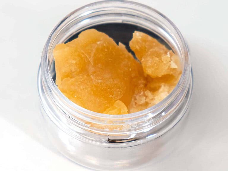 THCA sugar wax in a glass jar